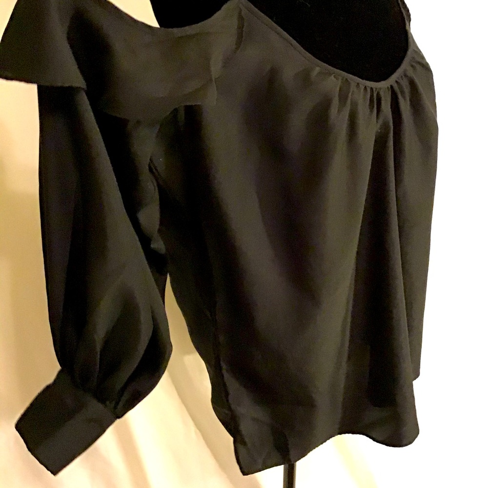 Parker Silk Long Sleeve Blouse w/ Shoulder Cutouts